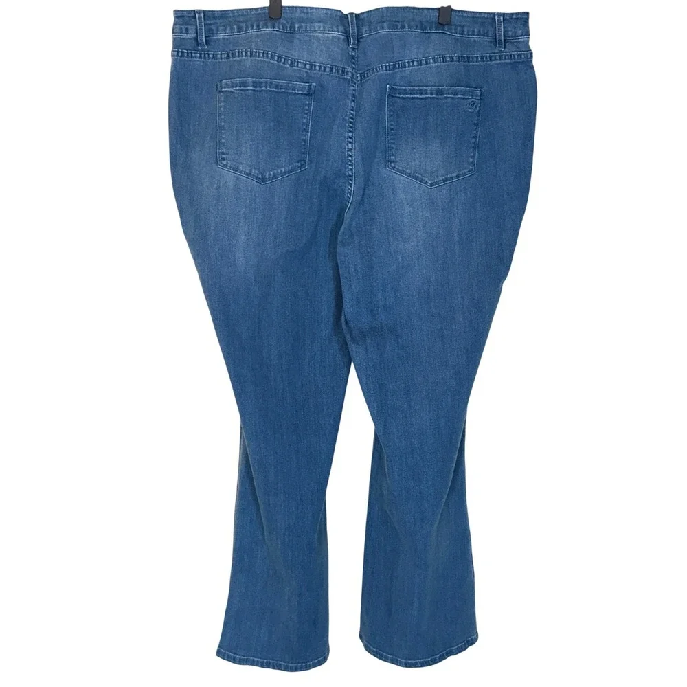 Susan Graver Jeans Women 26W Blue Embellished Bootcut‎ Denim NWT Rhinestone Soft
